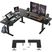DESINO Standing Desk, 75  Adjustable L Shaped Standing Desk, Electric Height Adjustable Computer Desk, Black