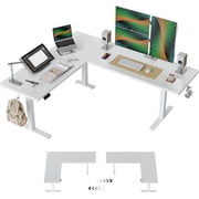 DESINO Standing Desk, 75” Adjustable L Shaped Standing Desk, Electric Height Adjustable Computer Desk, White