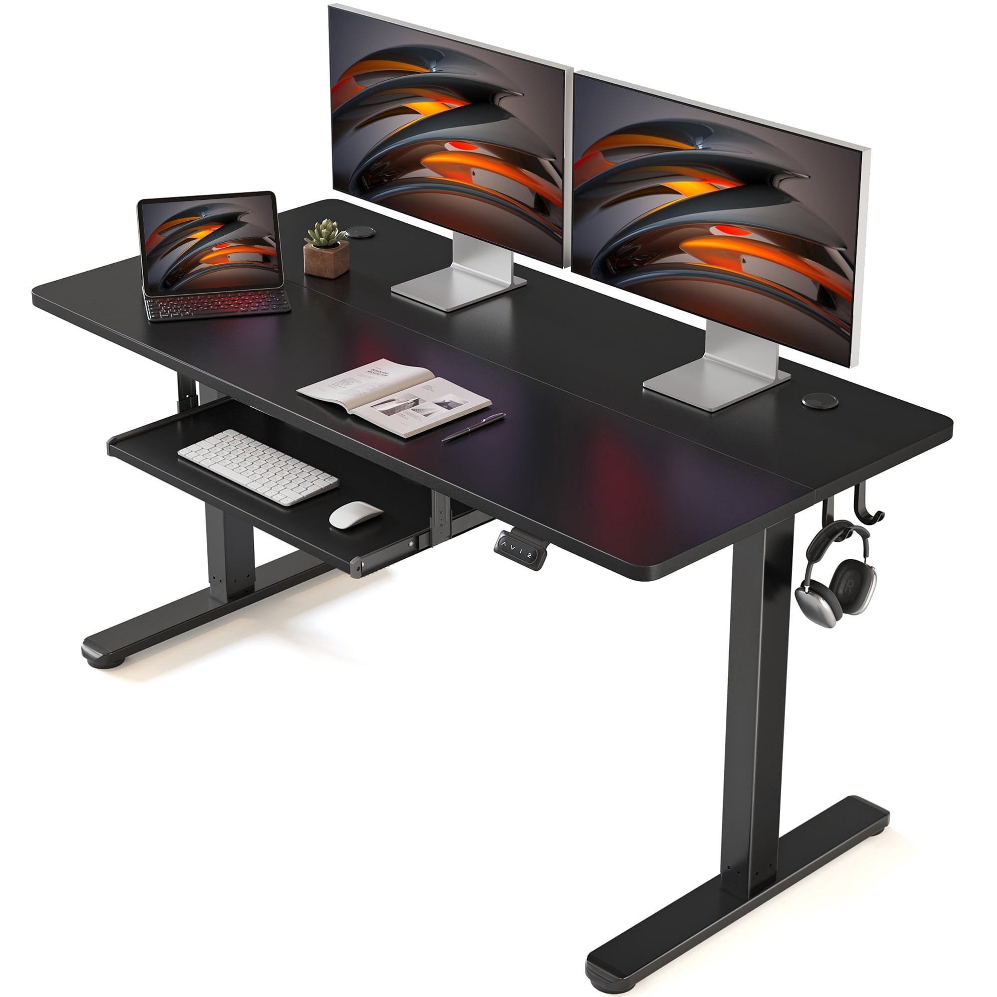 DESINO Standing Desk with Keyboard Tray, 55 x 24 inch Height Adjustable ...
