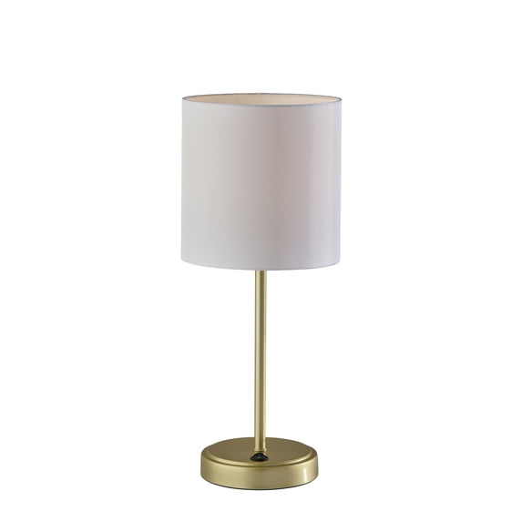 Mainstays Gold Metal Stick Table Lamp with USB and USB-C Ports, 19 in