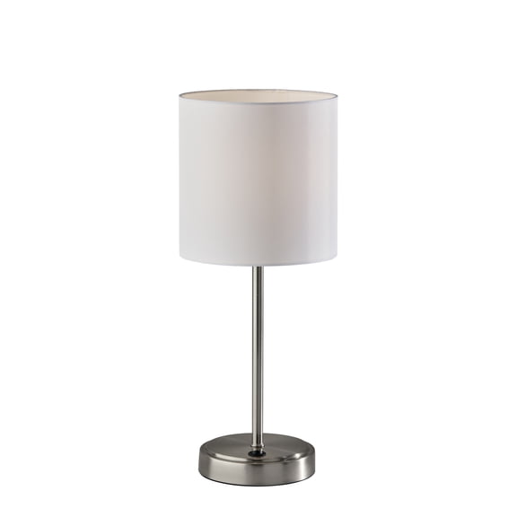 Mainstays 19" Height Silver Finish Metal Material Stick Lamp with USB and USBC Ports, Modern, Office and Dorm