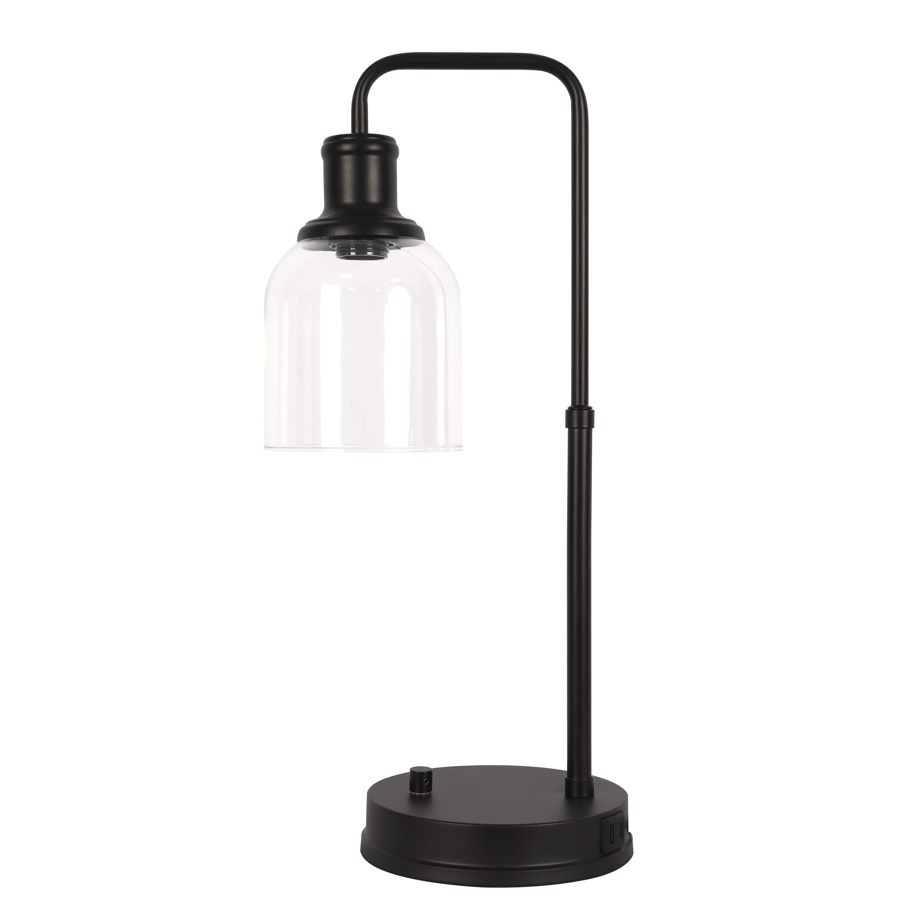 Better Homes & Gardens Bronze Table Lamp with Glass Shade and USB, USB-C Ports