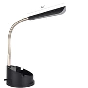 Mainstays LED Desk Organizer Lamp with Power Outlet, Black Finish