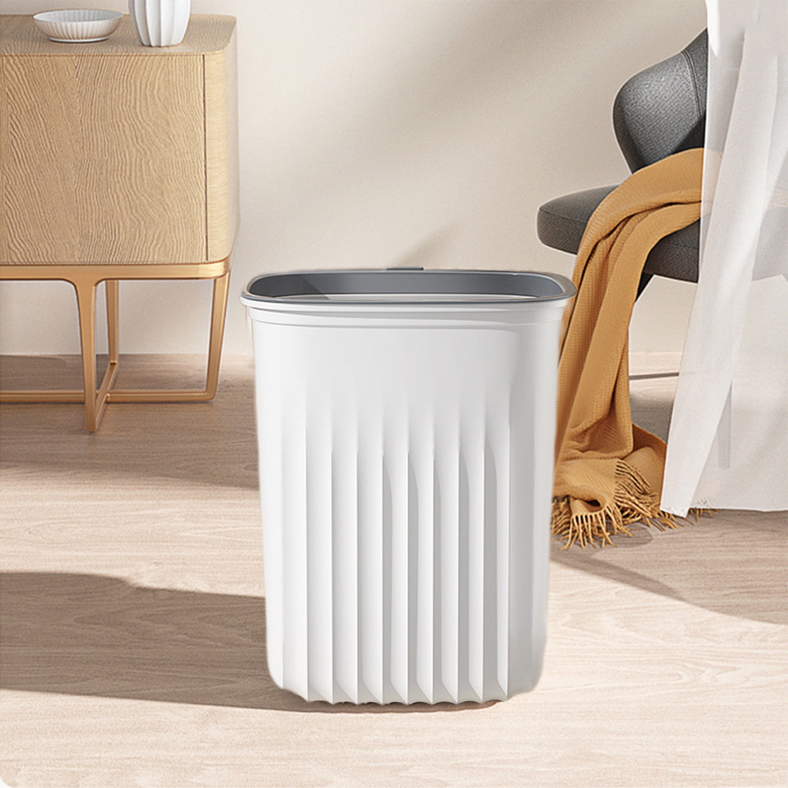 DESKABLY Office Kitchen Trash Can Bedroom Household Garbage Can Plastic ...