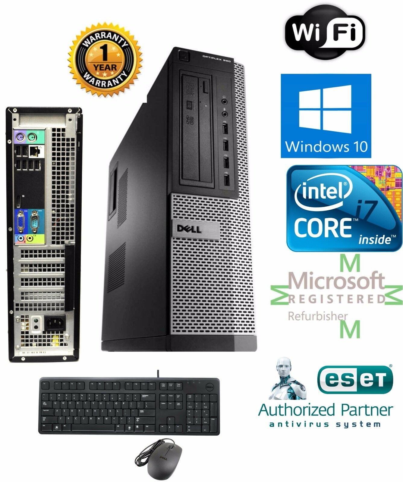 DESKTOP COMPUTER Dell 990 OptiPlex PC DESKTOP Intel I7 2600 3.40g 8GB ...