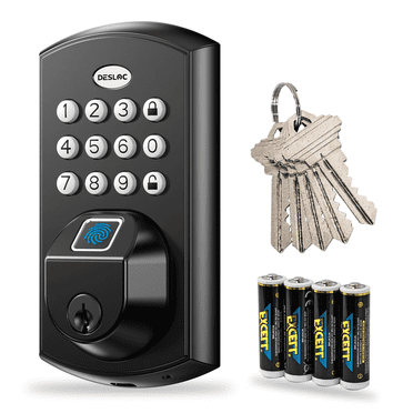 DESLOC A100F Keyless Entry Door Lock, Keypad Deadbolt Smart Lock for Front Door, Fingerprint Doors Lock, Auto Lock, 12 Months Battery