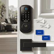DESLOC B200 Fingerprint Smart Door Lock with 2 Lever Handles, App Control, Smart Locks for Front Door, Deadbolt Smart Lock, Electronic Keypad Deadbolt Lock, Emergency Power Port, 12 Months Battery