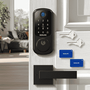 DESLOC B200 Fingerprint Smart Door Lock with 2 Lever Handles, App Control, Smart Locks for Front Door, Deadbolt Smart Lock, Electronic Keypad Deadbolt Lock, Emergency Power Port, 12 Months Battery