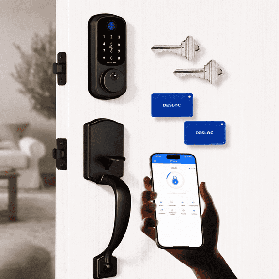 DESLOC B200 Keyless Entry Door Lock with Handle Set, Smart Deadbolt Lock for Front Door, Electronic Keypad with Auto Lock, 12-Month Battery, IP54