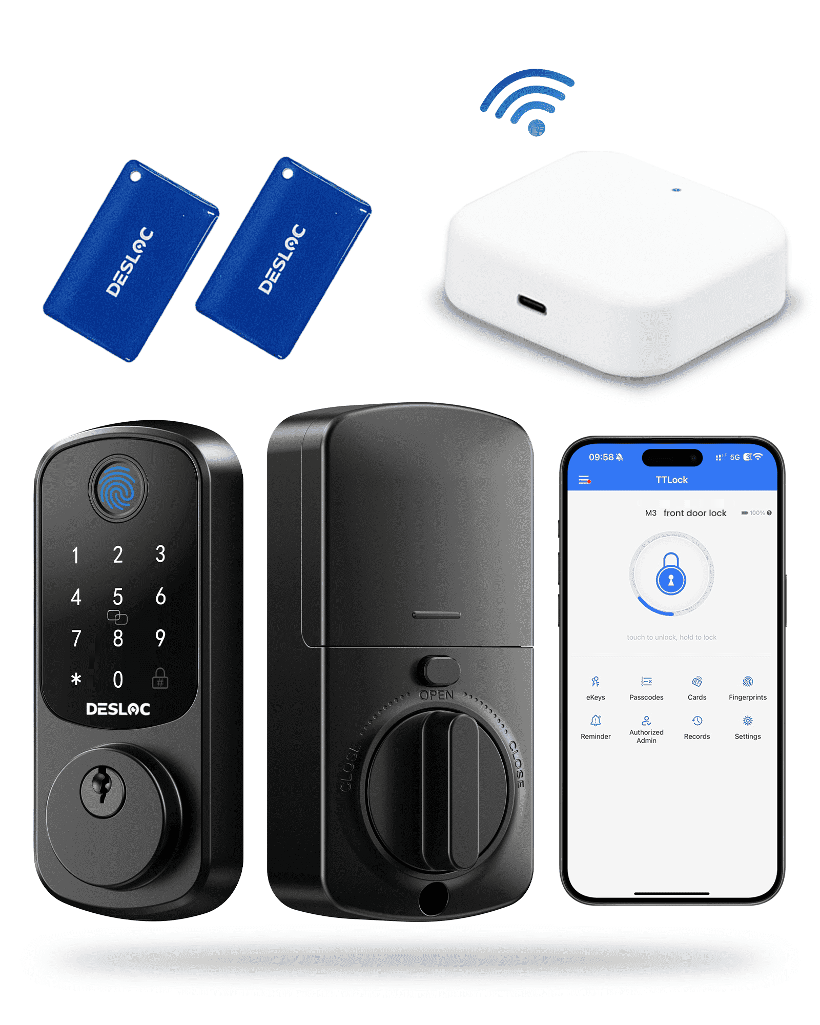 DESLOC B200 WiFi Smart Door Lock, Fingerprint Keyless Entry Door Lock ...