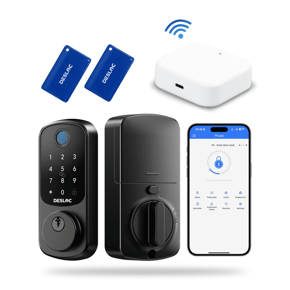 DESLOC B200 WiFi Smart Door Lock, Fingerprint Keyless Entry Door Lock, App Remote Control, Smart Locks for Front Door, Deadbolt Smart Lock, Auto Lock
