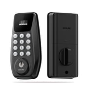 DESLOC C100-W Keypad Smart Deadbolt with Display, Keyless Front Door Lock, Auto Lock, 100 User Codes, Easy Install   Black