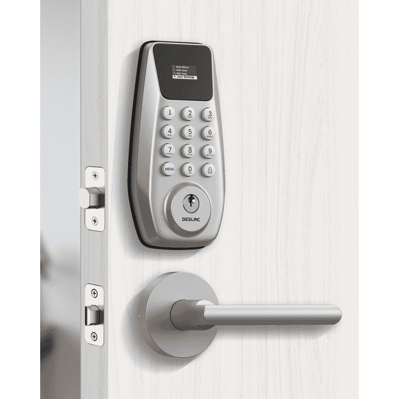 DESLOC C100 Smart Door Lock with Lever, Keyless Entry Front Door Lock with Touchscreen Keypad & Auto-Lock, Easy DIY Installation, Sliver