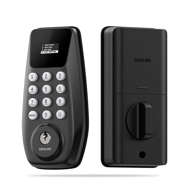 DESLOC C100-W Keypad Smart Deadbolt with Display, Keyless Front Door ...