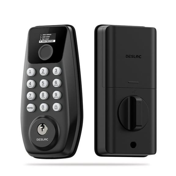 DESLOC C110-W Keypad Door Lock with Fingerprint & Touchscreen, Keyless Entry Door Lock with 100 Fingerprints Storage,Smart Door Locks for Front Doors, Auto-Lock,Easy Installation–Black