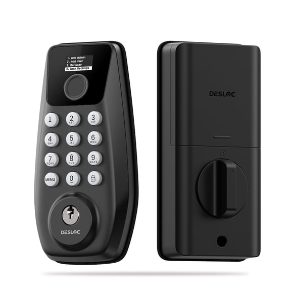 DESLOC C110-W Touchscreen Keypad Door Lock with Fingerprint, Keyless Entry Door Lock with 100 Fingerprints Storage,Smart Door Locks for Front Doors, Auto-Lock,Easy Installation–Black