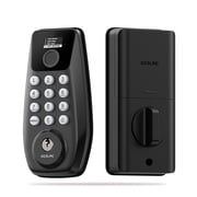 DESLOC C110-W Touchscreen Keypad Door Lock with Fingerprint, Keyless Entry Door Lock with 100 Fingerprints Storage,Smart Door Locks for Front Doors, Auto-Lock,Easy Installation Black