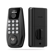 DESLOC C110-W Touchscreen Fingerprint Smart Lock, Keyless Entry Front Door Lock, Black Keypad Door Lock, Auto-Lock, Anti-Peep Code, IP54 Weatherproof