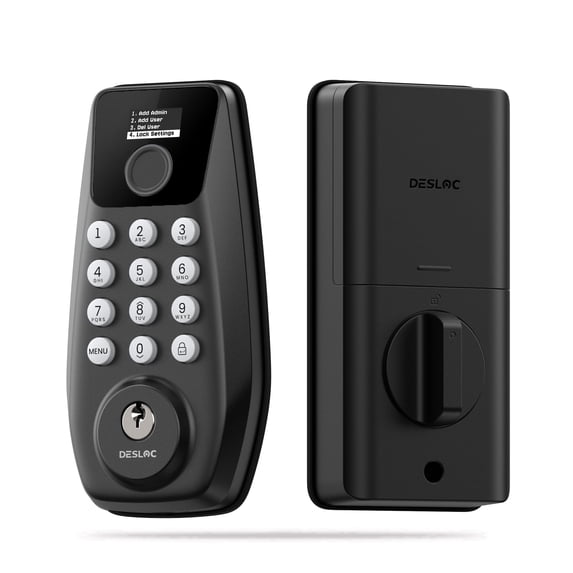 DESLOC C110-W Touchscreen Fingerprint Smart Lock, Keyless Entry Front Door Lock, Black Keypad Door Lock