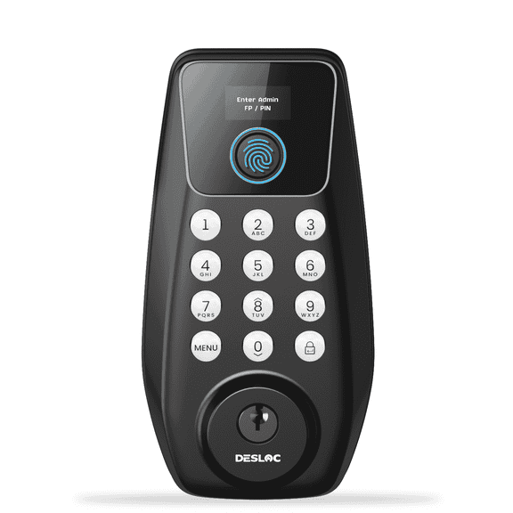 DESLOC C110 Black to School Smart Door Lock with Touchscreen, Keyless Entry Door Lock with 100 Fingerprints Storage, Keypad Deadbolt for Front Door, 12-Month Battery, Easy Installation-Black