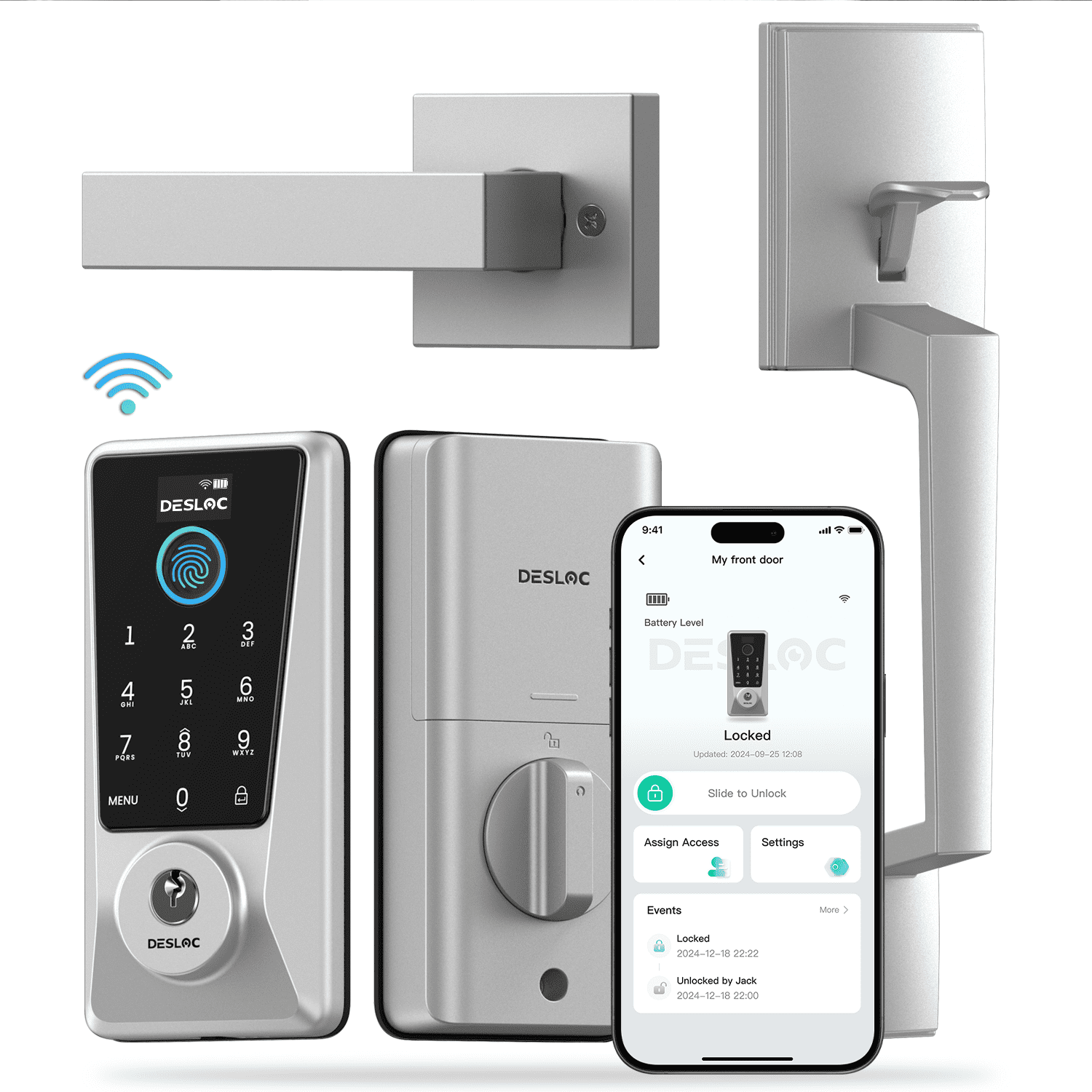 DESLOC D110 Plus WiFi Fingerprint Keypad Door Lock with Handle Set, App ...