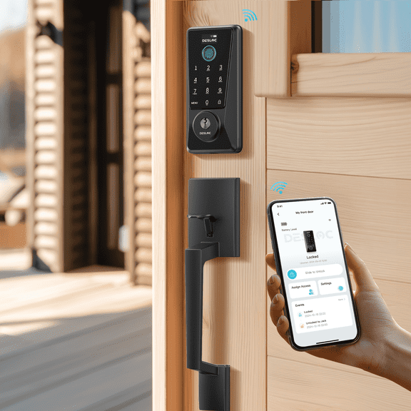 DESLOC D110 Plus with Handle Set Black Smart Lock, Keyless Entry Door Lock