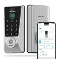 thumbnail image 1 of DESLOC Smart Lock D110 Plus, Deadbolt Smart Lock with Built-In WiFi, App Control, Fingerprint Entry,Keyless Lock For Front Door,IP54, BHMA Grade 3, Silver, 1 of 10