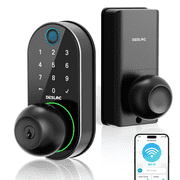 DESLOC D212 Fingerprint Door Knob Lock, Built in WiFi, 8-Month Battery | BHMA 3, Easy Install, App Control, Auto Lock, works with Alexa Google Assistant, Keyles