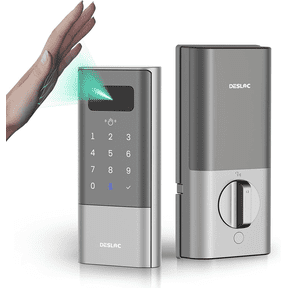 Desloc Palm Vein Smart Lock, K140Plus Rechargeable WiFi Keypad Deadbolt | Keyless Entry Door Lock App Control, 10000mAh Li-ion Battery Front Door Lock with BHMA Grade 3, IP65, Auto Lock, Black