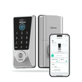 thumbnail image 1 of DESLOC Smart Lock D110 Plus, Deadbolt Smart Lock with Built-In WiFi, App Control, Fingerprint Entry,Keyless Lock For Front Door,IP54, BHMA Grade 3, Silver, 1 of 11