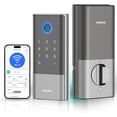 thumbnail image 1 of DESLOC K120 Smart Lock with Built-in WiFi, GPT 3D Fingerprint Keyless Entry Door Lock, 15000mAh Rechargeable Battery, IP65 Waterproof BHMA Grade 3 Deadbolt, Silver, 1 of 10