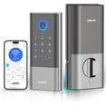 thumbnail image 1 of DESLOC K120 Smart Lock with Built-in WiFi, GPT 3D Fingerprint Keyless Entry Door Lock, 15000mAh Rechargeable Battery, IP65 Waterproof BHMA Grade 3 Deadbolt, Silver, 1 of 10
