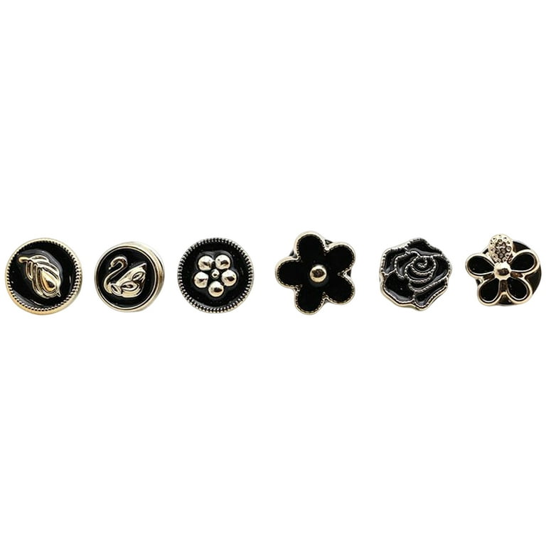 Destyer 1 Set Shirt Cardigan Shank Button Replacement Clothes Blouse Hat Pants Metal Buttons Brooch Pin Badge Sewing Accessories Black/12-17