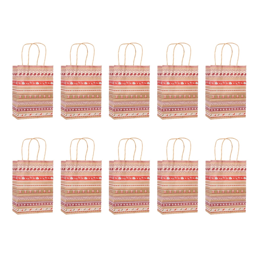 DESTYER 10 Pieces Christmas Paper Bag with Handles Party Favor Storage ...