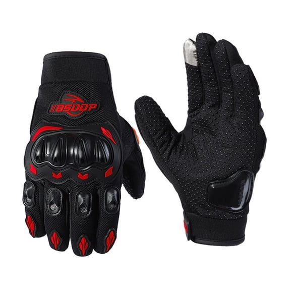 DESTYER Cycle Gloves Phone-Friendly Index Finger Durable Leather Comfortable Motorcycle Gloves Racing Gloves red