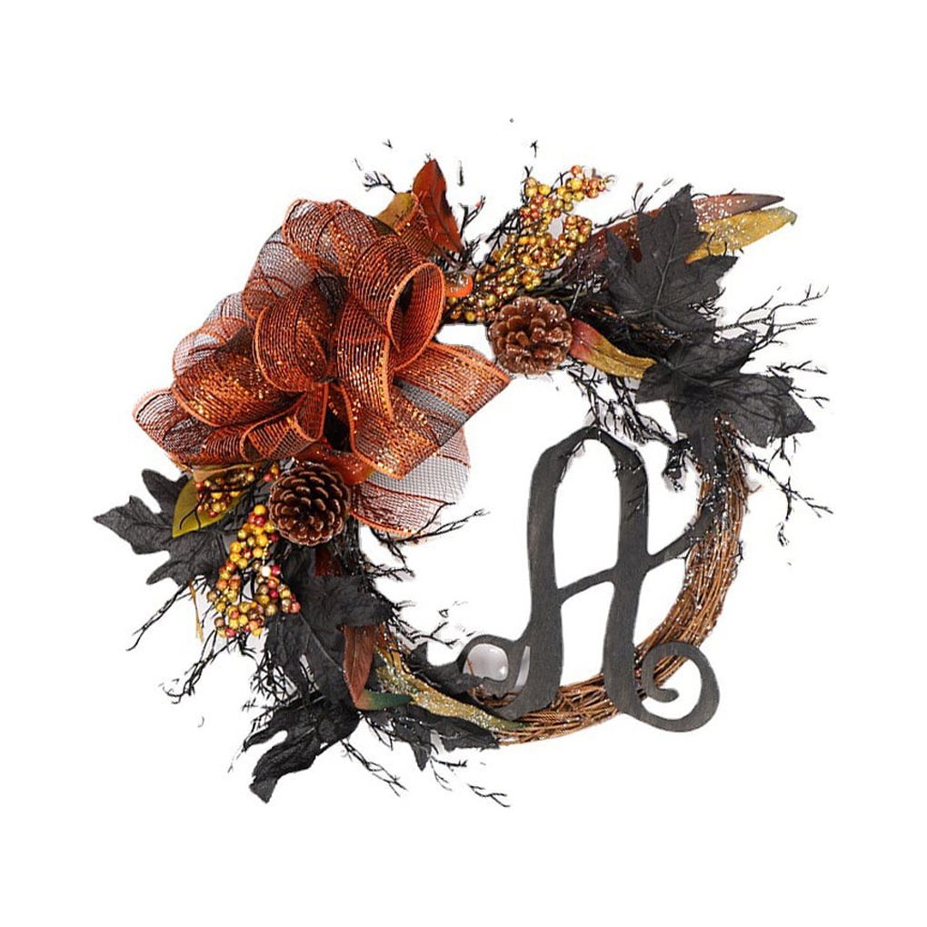 DESTYER Flower Halloween Wreath Decorative Hanging Door Round Shape