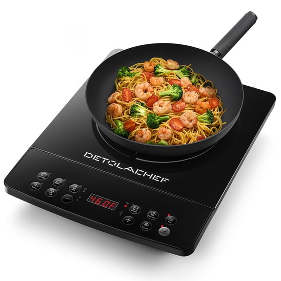 DETOLACHEF Portable Induction Cooktop, Hot Plate Electric Induction Cooker with Sensor Touch, 1800 Watts, 10 Temp from 140F to 460F, Countertop Burner with Timer Child Lock Y101