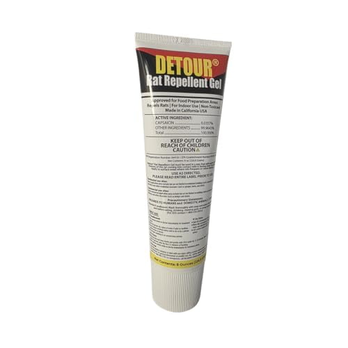DETOUR Rat Repellent Gel | Professional Grade Rat Mice Repellent | 8 oz Squeeze Tube | NSF-Approved for Food Preparation Areas | Protects Car Engine Wires & Outdoor Grills from Rodents | Toxin-Free