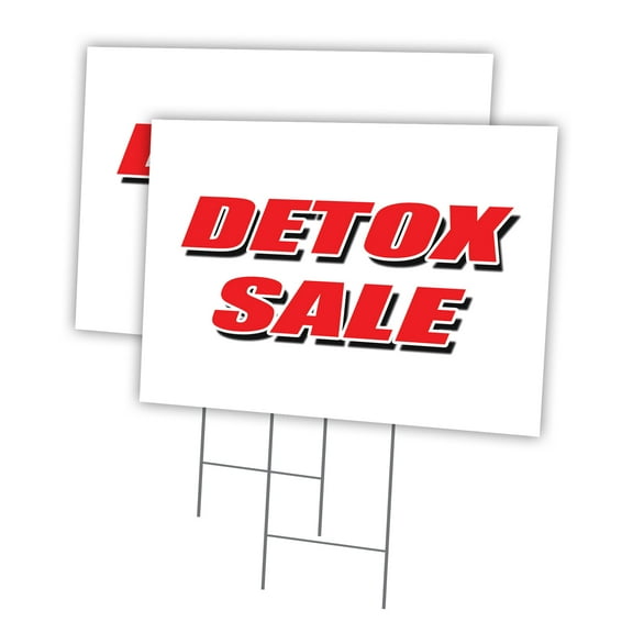 DETOX SALE 2 Pack Of 12" x 16" Yard Sign & Stake | Advertise Your Business | Stake Included Image On Front Only | Made in The USA