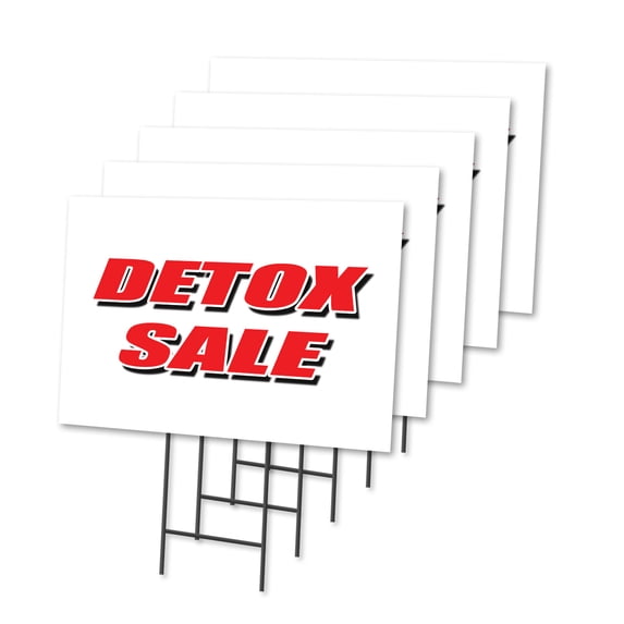 DETOX SALE 5 Pack Of 12" x 16" Yard Sign & Stake | Advertise Your Business | Stake Included Image On Both Sides | Made in The USA