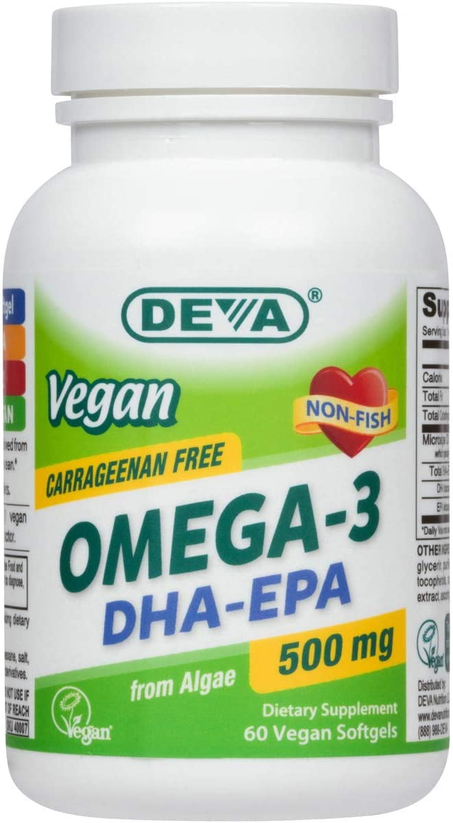 DEVA Vegan DHAEPA 500mg, CarrageenanFree, NonFish, 100 Vegan