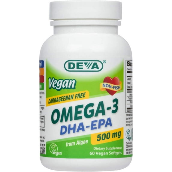 DEVA Vegan DHA-EPA / 500 mg Potency / Carrageenan-Free