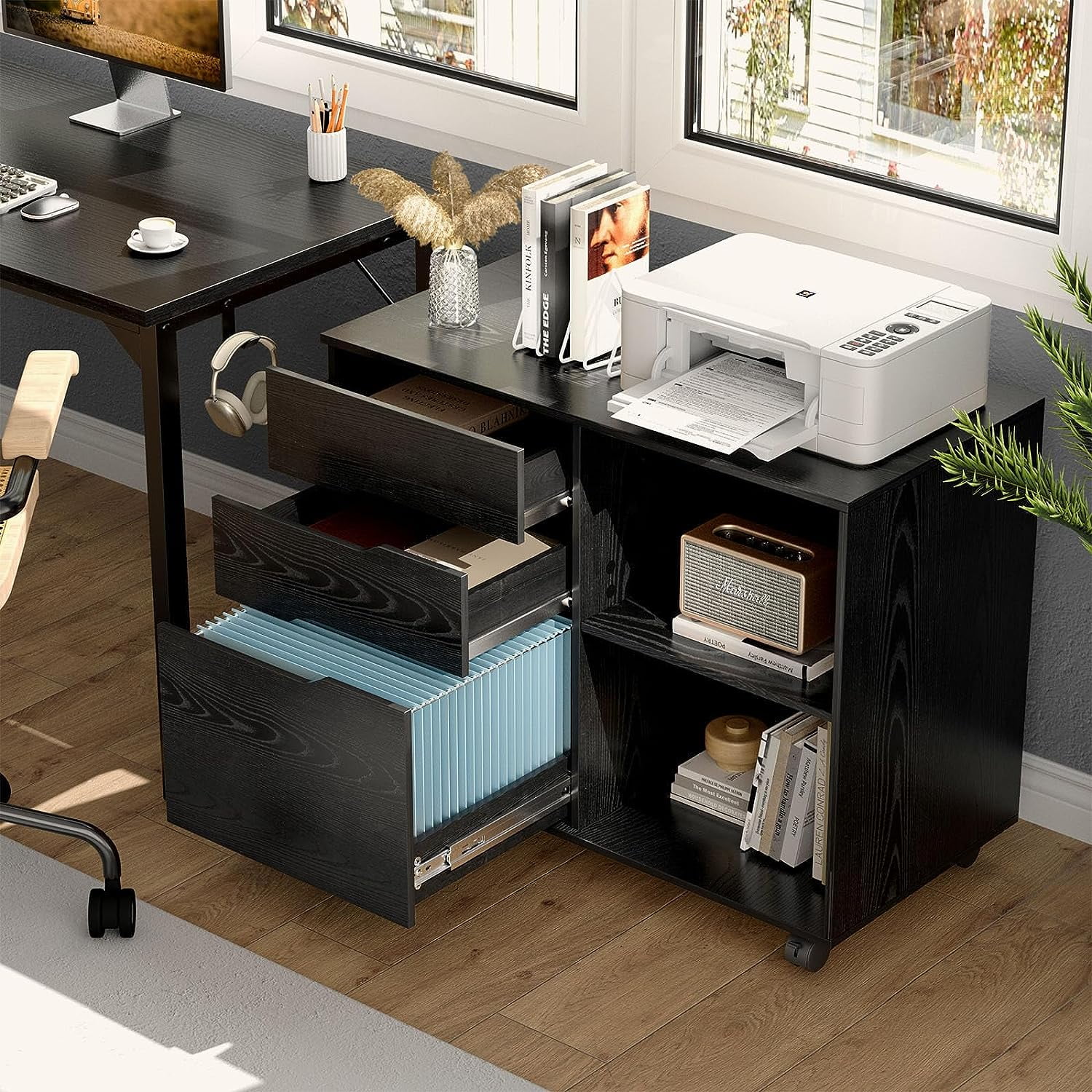 DEVAISE 3 Drawer Lateral Lateral File Rolling Printer Stand