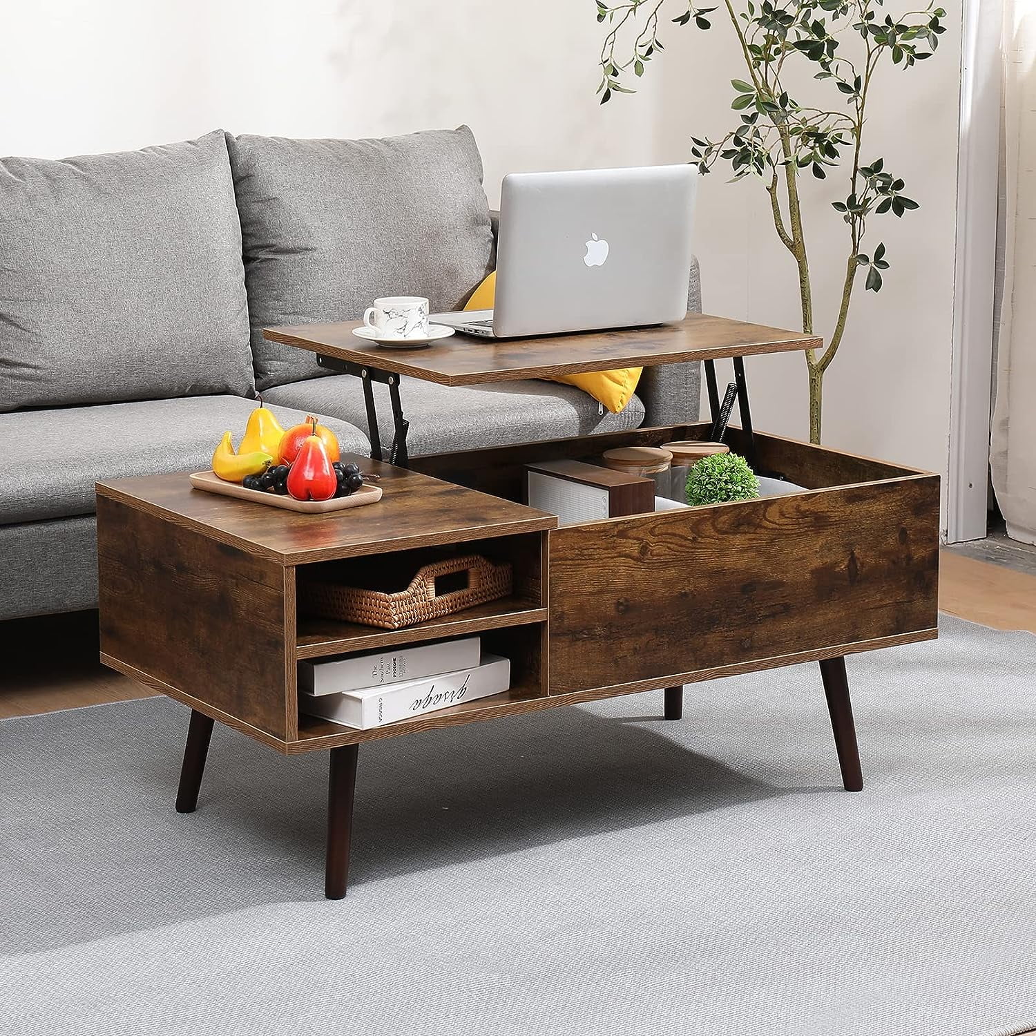 DEVAISE Coffee Table for Living Room, Lift Top Coffee Table, Rising