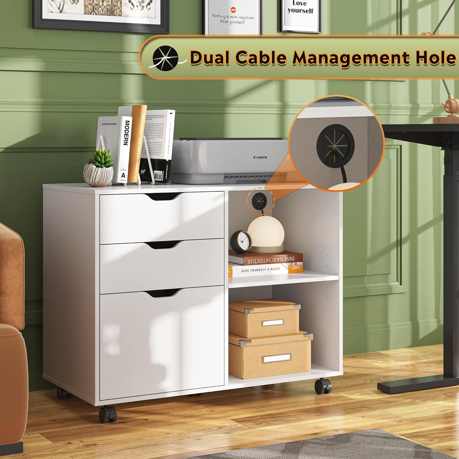 Devaise 3 drawer cheap mobile file cabinet
