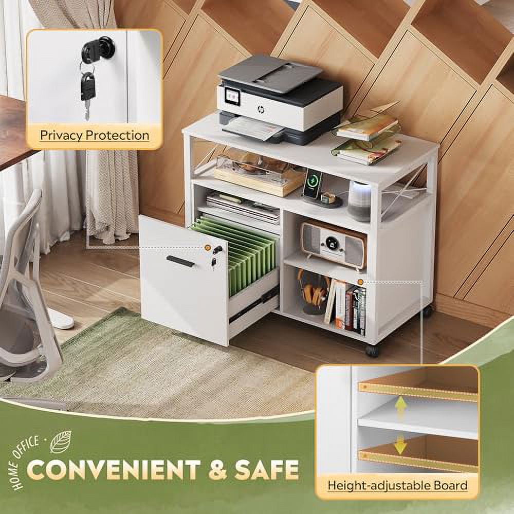 DEVAISE Lateral File Locking Wood Filing Rolling