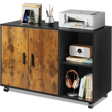 DEVAISE Office Storage Cabinet with Doors and Shelves, Lateral Printer Cabinet for Office Supplies and File Storage, Filing Cabinet for Home Office, Rustic Brown
