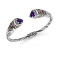 thumbnail image 1 of Sterling Silver 925 and 18K Gold with Amethyst and Pink Topaz DEVATA Bali Filigree Cuff Bracelet DHK3586AM (Size L), 1 of 5