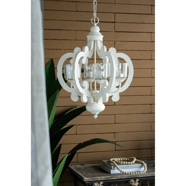 DEVERA 6-Light Wood Chandelier Cream