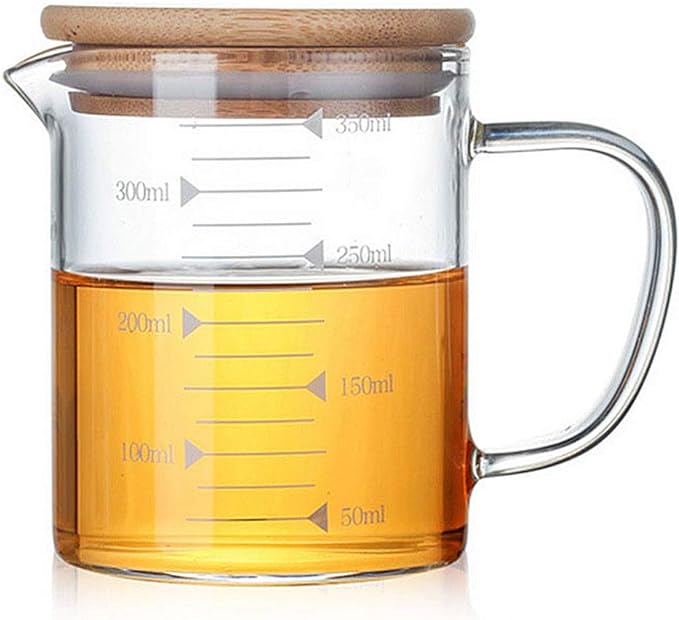 DEVILMAYCARE Glass Beaker with Handle and Lid, Glass Measuring Cup with